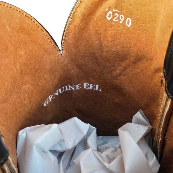 Dan Post Cowboy Boots Mens Exotic Eel Leather Brown Two Tone 8.5 D Never Worn - Picture 10 of 16